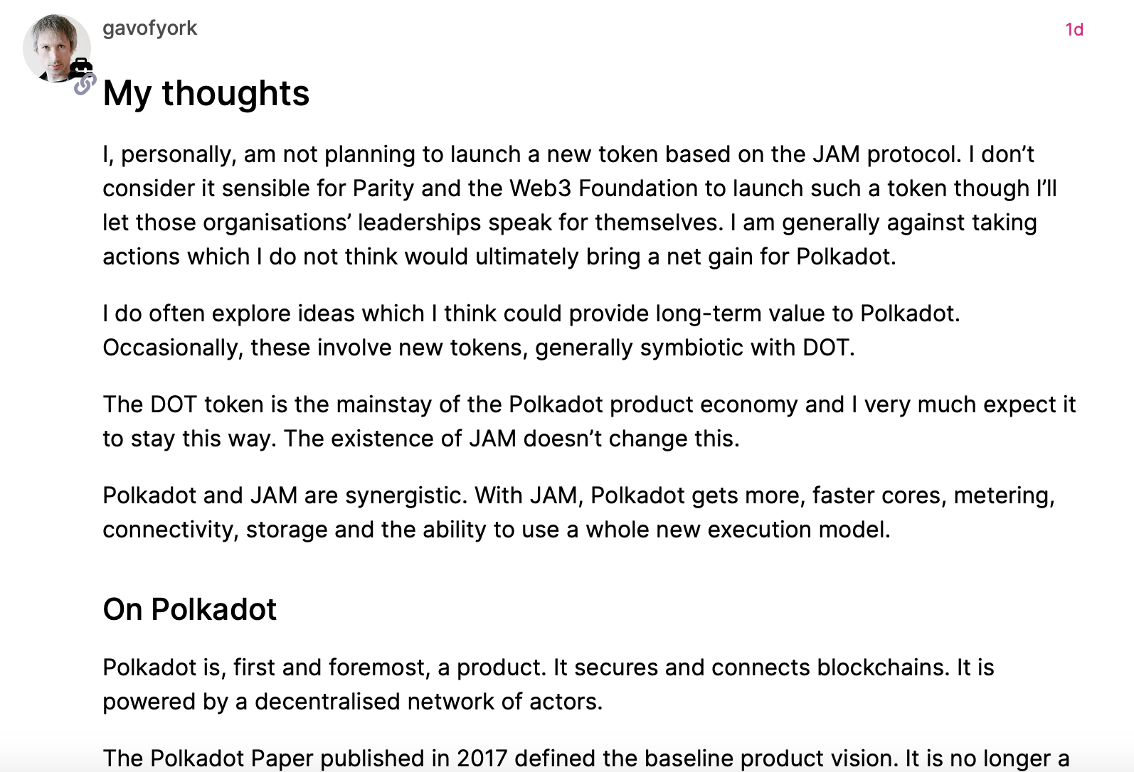 أكد مؤسس Polkadot جافين وود: بروتوكول JAM لن يصدر رموزًا جديدة